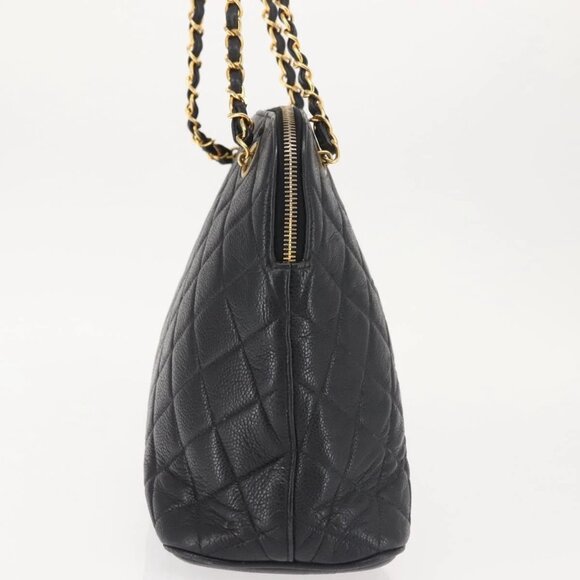 CHANEL Matelasse Chain Shoulder Bag Grained Calf Skin Black Gold CC Auth BA5773 - Picture 6 of 16